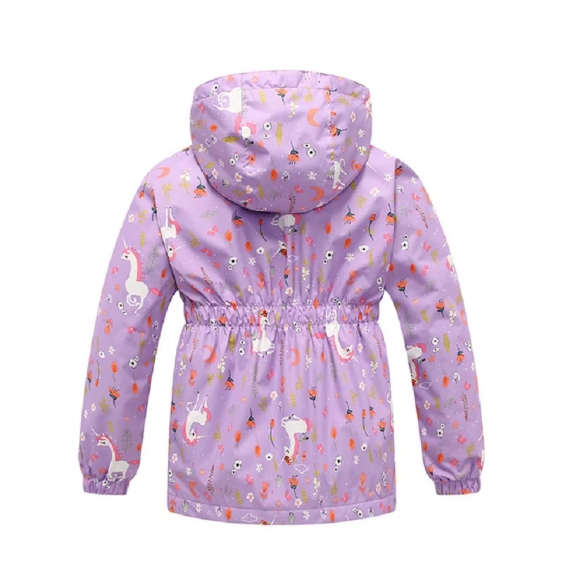 

Print Hooded Fashion Fleece Spring Child Coat Baby Girls Jackets Waterproof Children Outerwear Kids Outfits For 100-150cm