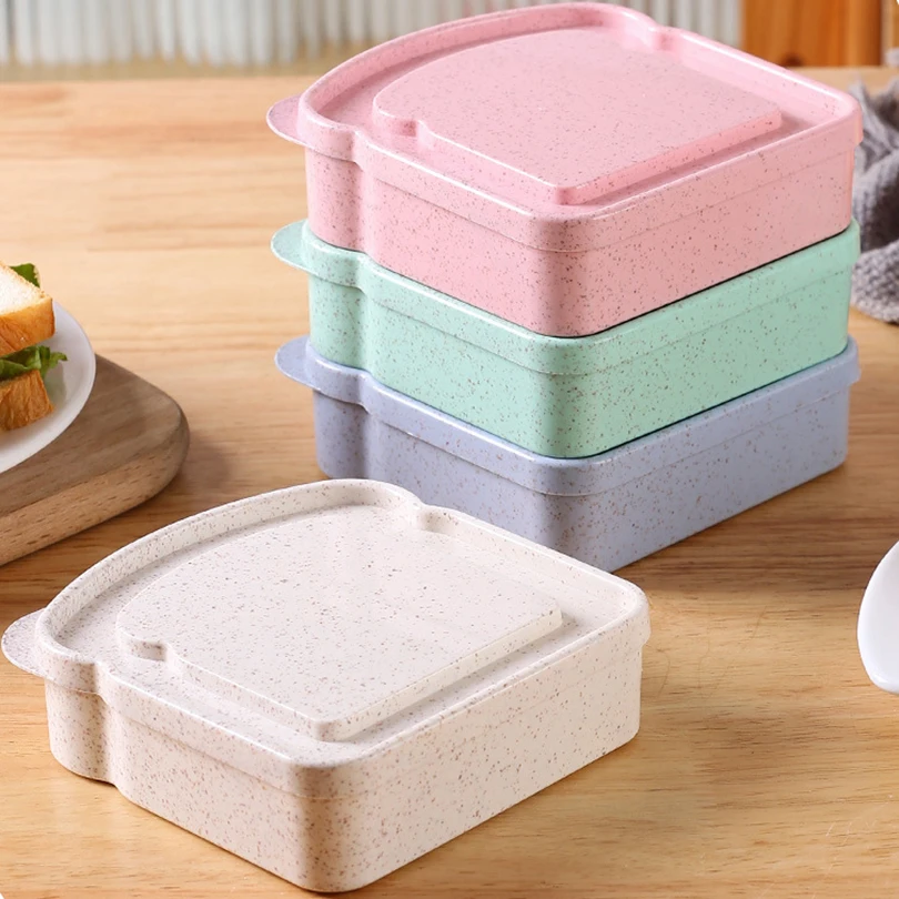 1/4PCS Sandwich Containers Lunch Box Toast Storage Box With Lid Eco-Friendly Lunch Food Container Microwavable Picnic Student