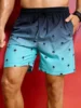 Summer Men's Beach Short Coconut Tree Drawstring Men's swim Trunks Elastic Waist 3D Print Gradient Breathable Short Streetwear 5