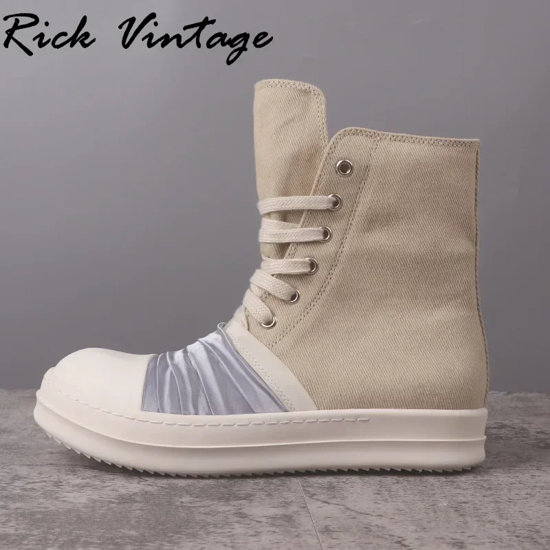 

Ботильоны тканевые с высоким берцем, на шнуровке, в стиле хип-хоп