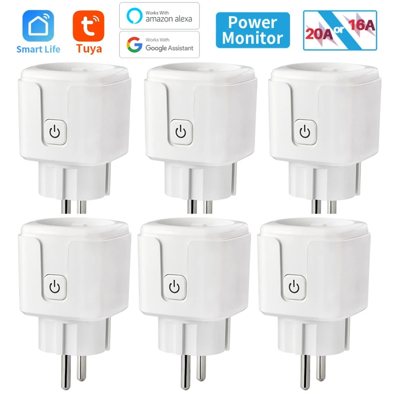 

Smart Plug WiFi Socket EU 16A/20A Power Monitor Timing Function Tuya SmartLife APP Control Work with Alexa Google Home Alice