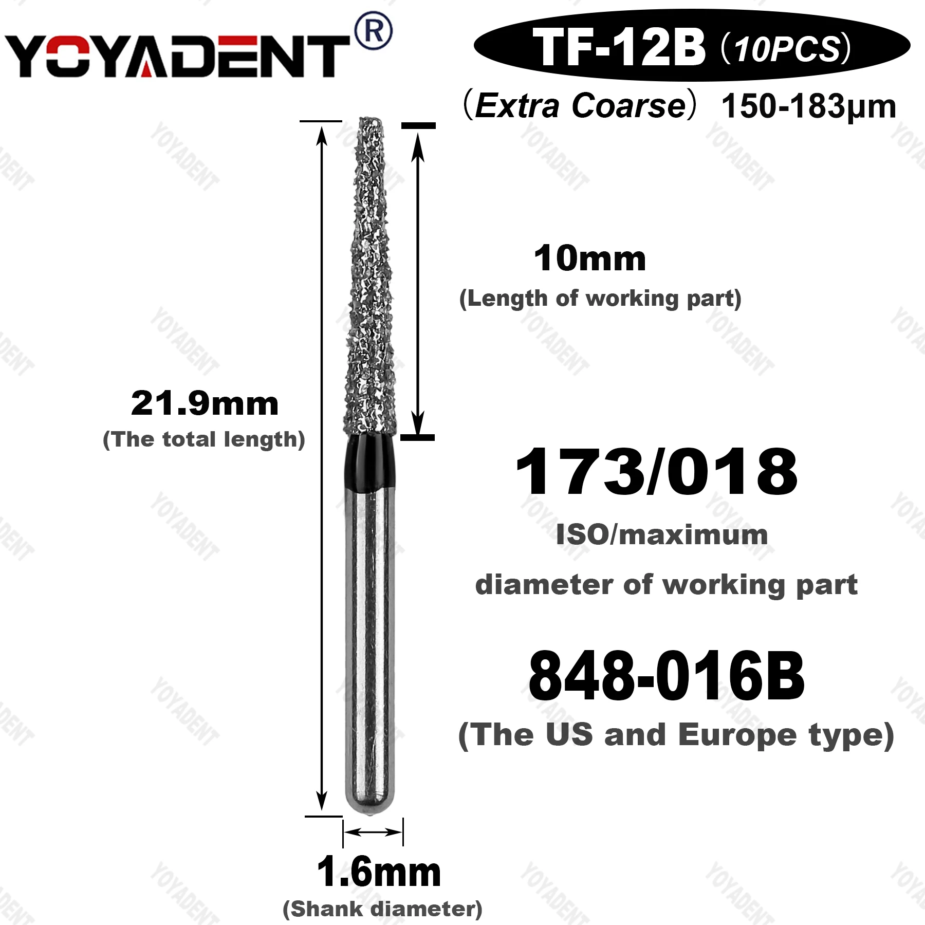 TF Type Dental Bur Diamond Burs Dentistry Drills Dia.1.6mm For High Speed Turbines Dentist Grinding Tool 10pcs/Pack dental drills