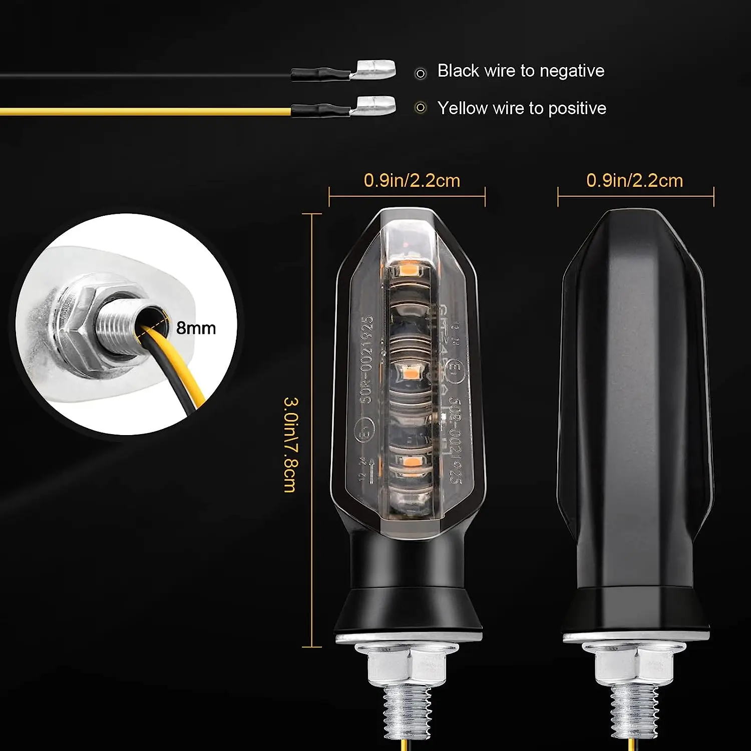 รูปสินค้า ไฟเลี้ยว LED 12V สีเหลืองอมส้ม สำหรับรถจักรยานยนต์