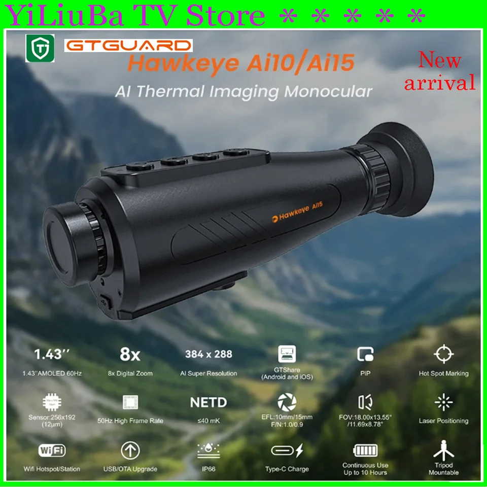 Gtmedia-hawkeye ai15ハンドヘルド熱画像単眼、ai超解像度384x288
