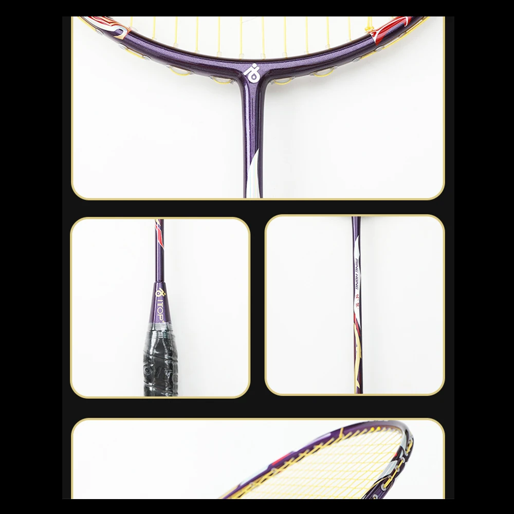 Yidome Carbon Fiber Badminton Racket 4U Super Lightweight Badminton Racque with 1 hand glue ,1 Carrying Bag for Outdoor Backyard