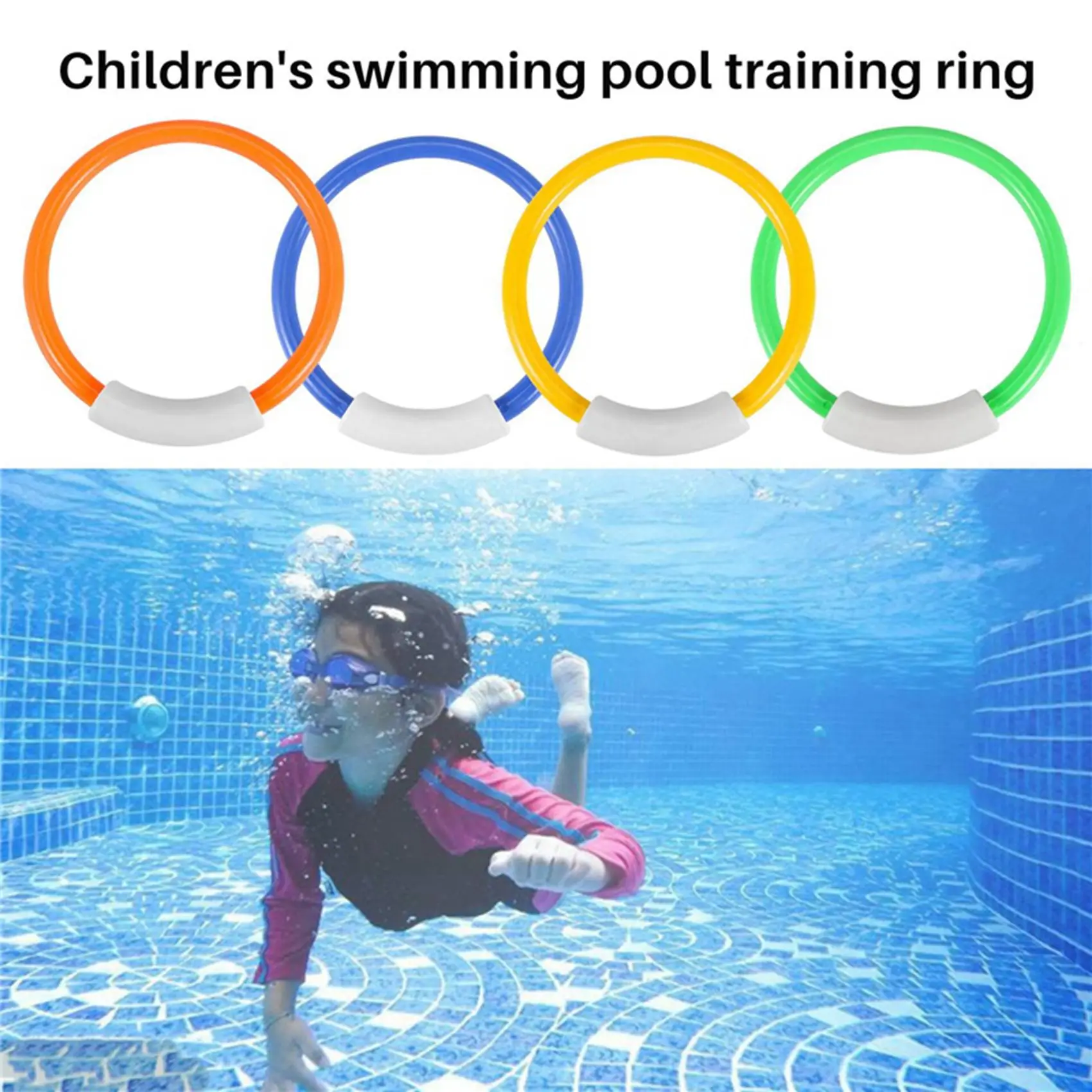 

Diving Rings Swimming Pool Toy Rings 4 Pack Toys for Kids Plastic Diving Ring Colorful Sinking Pool Rings Dive Training