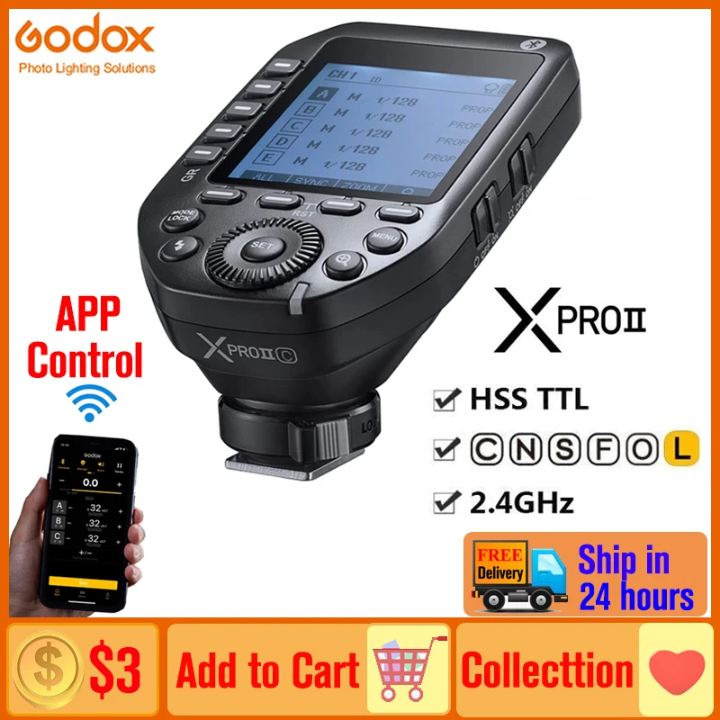 

Godox Xpro II XproII-C N S TTL Wireless Flash Trigger HSS Transmitter XPROII-L for Sony Canon Nikon Leica Fuji Olympus Panasonic