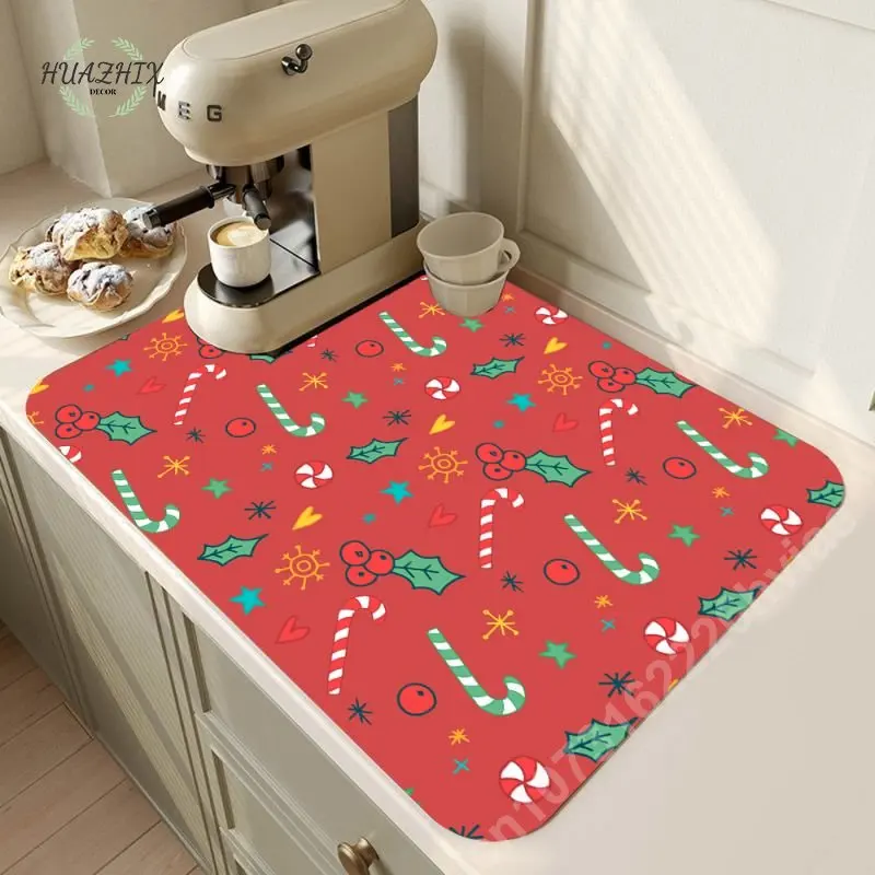 Red Retro Dish Drying Mat for Kitchen Microfiber Absorbent Dish Draining Mat  Small Kitchen Drying Mats Heat Resistant Drying Pad - AliExpress