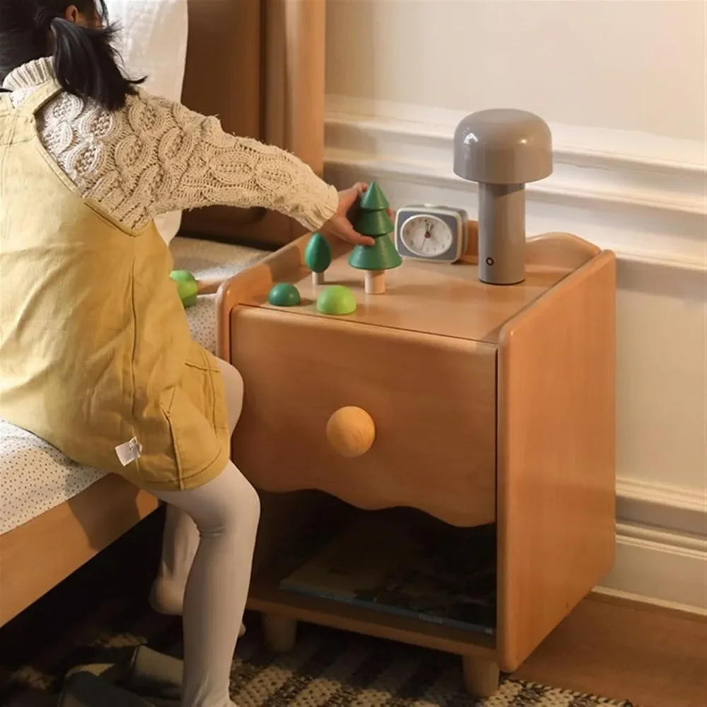 Children's bedside table, wooden modern bedroom mini storage cabinet, children's bedside table,