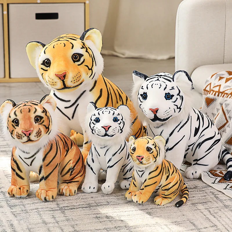 Simulation Tiger Plush Toy Cute Stuffed Animals Tiger Plushies Doll Real Life Kawaii Soft Kids Toys for Boys Gifts Home Decor