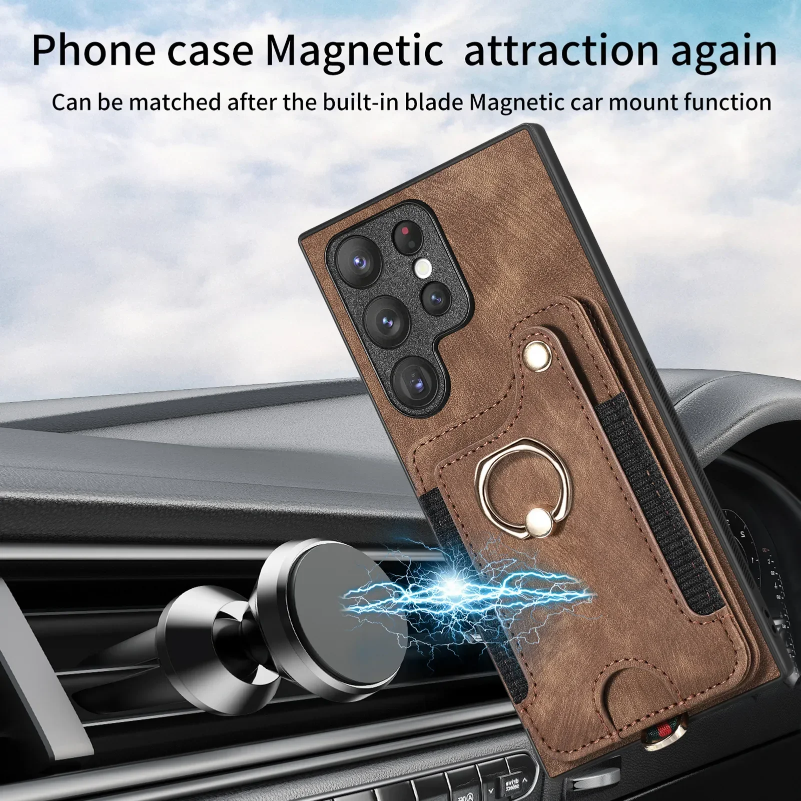 Multi-Functional Ring Holder Phone Case with Wallet Card Slot