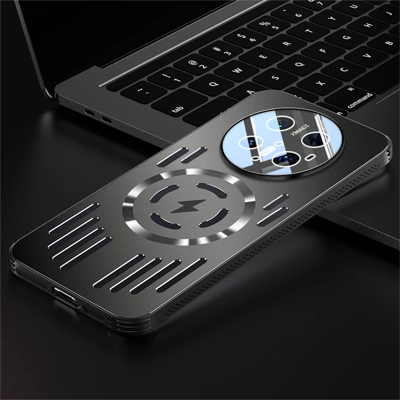 Premium Hard Metal Magnetic Wireless Charging Protective Case - Heat Dissipation Cover