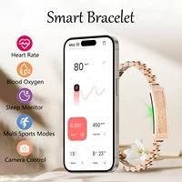 Women's Hand Bracelets Gold Silver Zinc Alloy Smart Bracelet Heart Rate Monitor Bluetooth Connected APP Birthday Jewelry Gifts 1