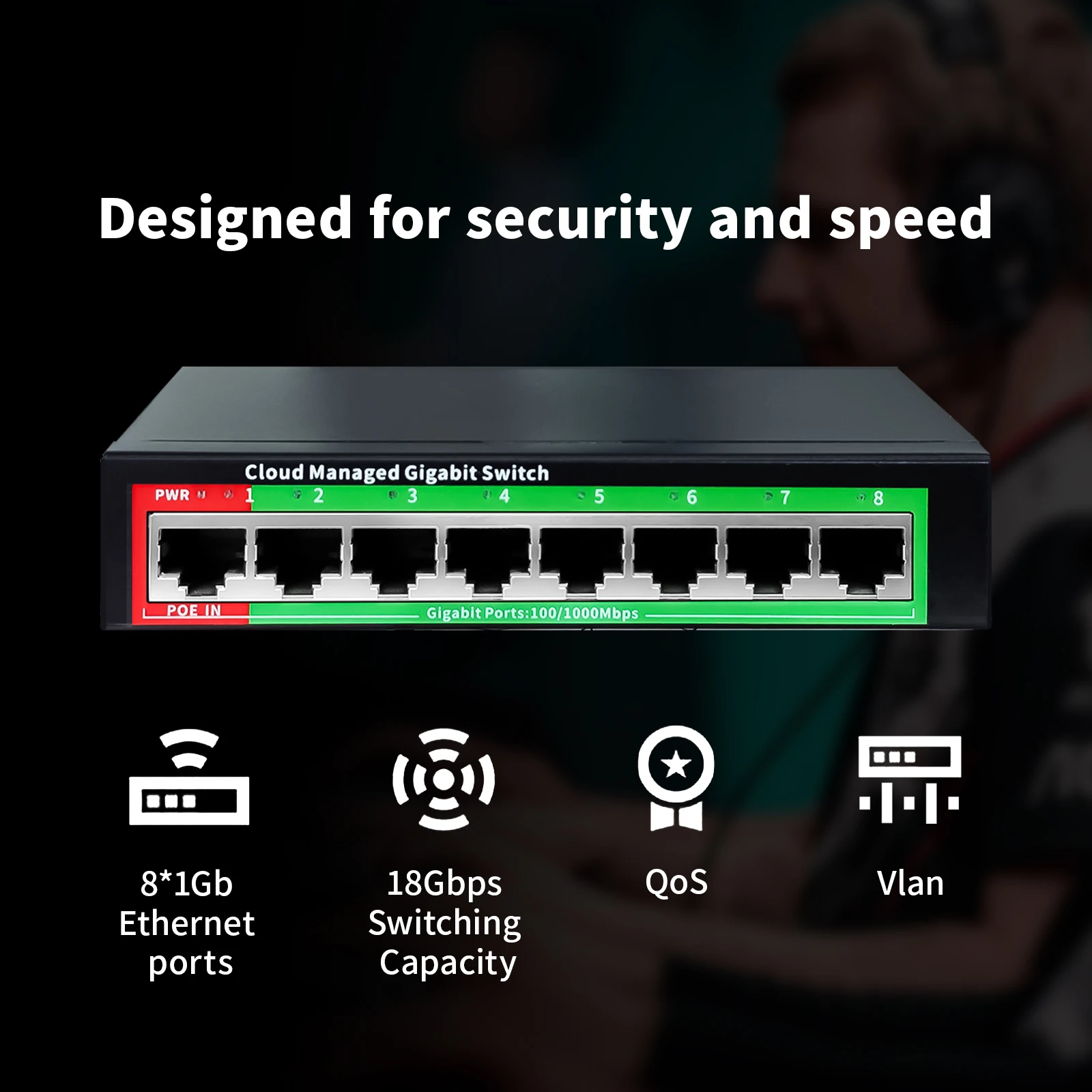 Cloud-managed Gigabit Ethernet Switch 8 Port Network Switch 48V POE Network Extender Desktop 100/1000Mbps SFP APP Managed Switch 6