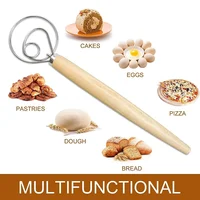 Mélangeur de pâte manuel fouet de pâte danois batteur à oeufs en acier inoxydable gâteau pâtisserie farines mélangeurs cuisine cuisson mélangeur outils 4