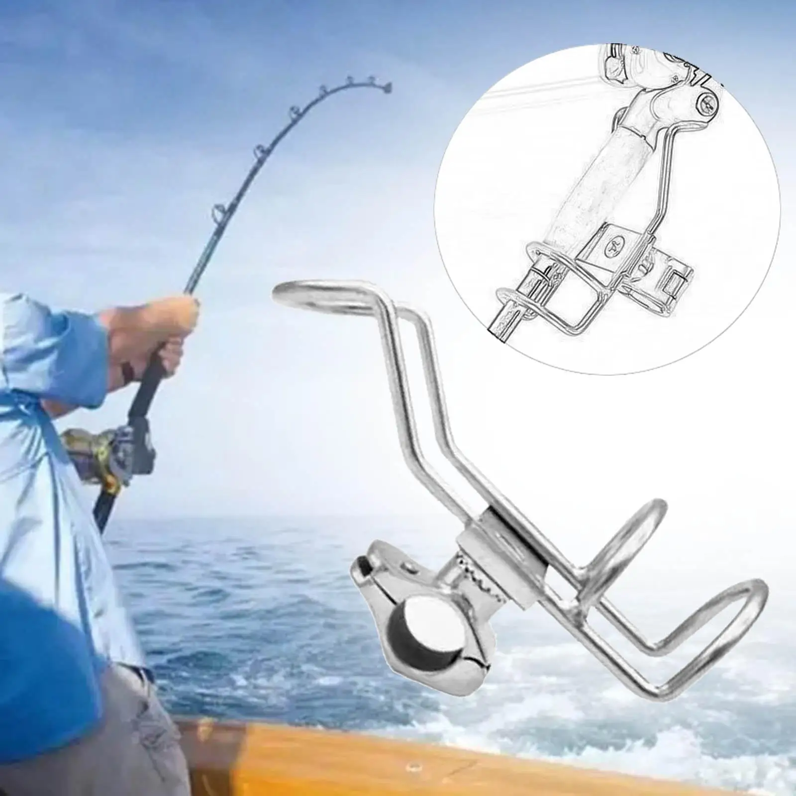 Fishing Rod Pole Holder Stand with Adjustable Universal Clamp Mount Fix on  Bridge Pier Handrail