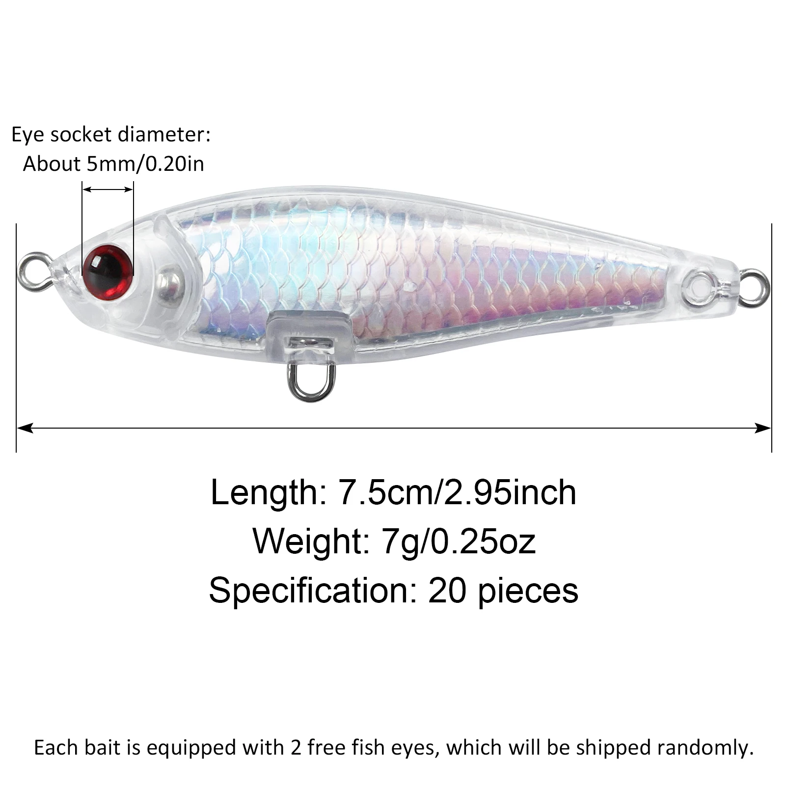 7.5cm 7g 20pcs