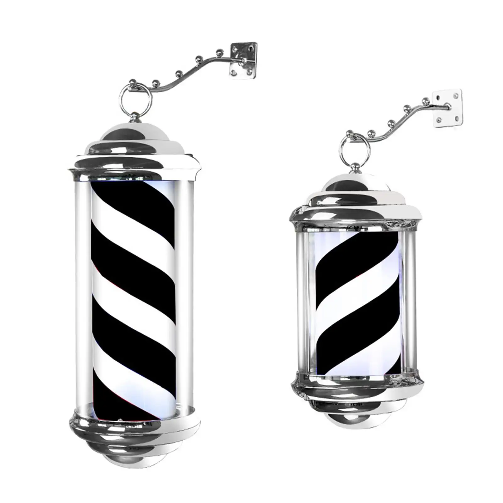 Rotating Barber Pole Light with Hanging Rack Waterproof Lamp Lighting Salon Sign LED for Outdoor Beauty Shop Hair Salon EU Plug