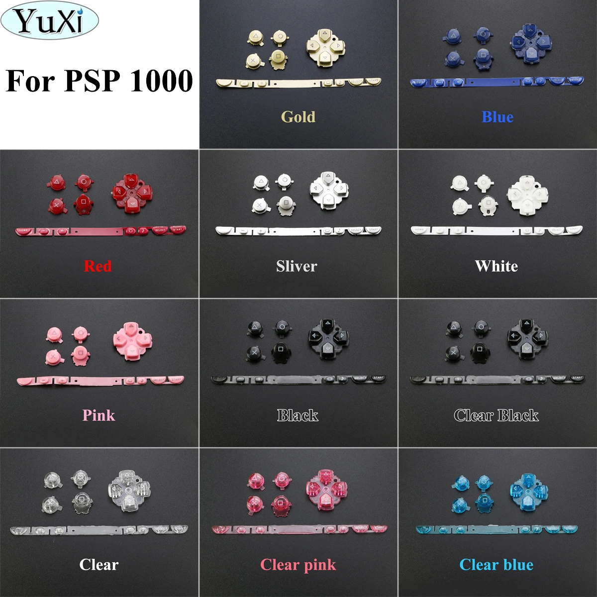 

YuXi Replacement Left Right ABXY Buttons Kit for PSP1000 for PSP 1000 Game Console Repair Part