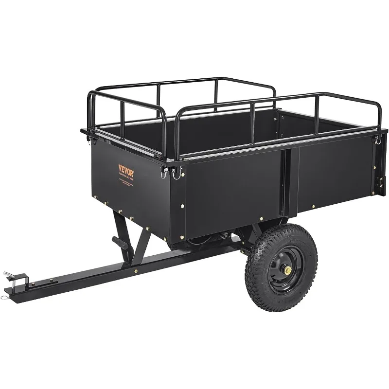 

VEVOR Heavy Duty ATV Trailer Steel Dump Cart Tow Behind, 750 Lbs 15 Cubic Feet, Garden Utility Trailer Yard Trailers