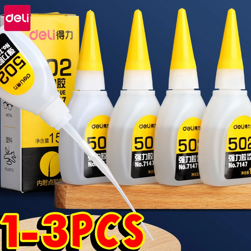Super Glue Deli 502 Cyanoacrylate Quick Dry Instant Strong Bond Adhesive For Home Office Industrial Repair Materials 1/2/3pcs