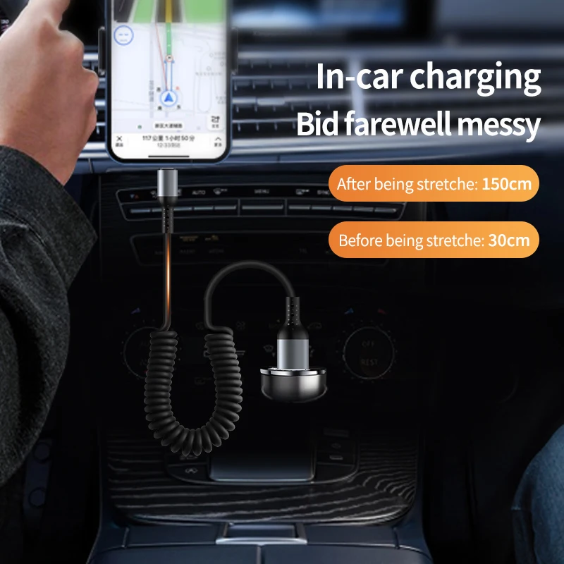 Fast Charging Coiled USB C Cable - Retractable Data and Charge Cord