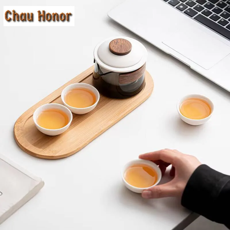 Portable Ceramic Teaware Set Chinese Kung Fu Set Pot Travel with Bag Gaiwan Cups of Ceremony Teapot Tea Maker Infuser Fine Gift