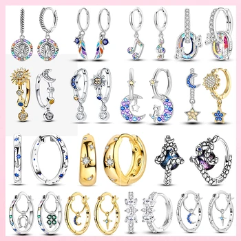 New 925 Sterling Silver Four-leaf Clover Horseshoe Earrings on the Inside Fine Women Engagement Wedding Earring Jewelry Gift