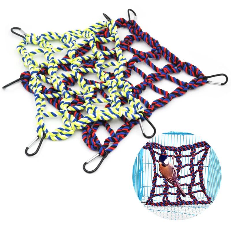Bird Climb Net Nylon Rope Parrot Hanging Rope Stand Net Swing Play Ladder Chew Toy Buckles Sport Toys