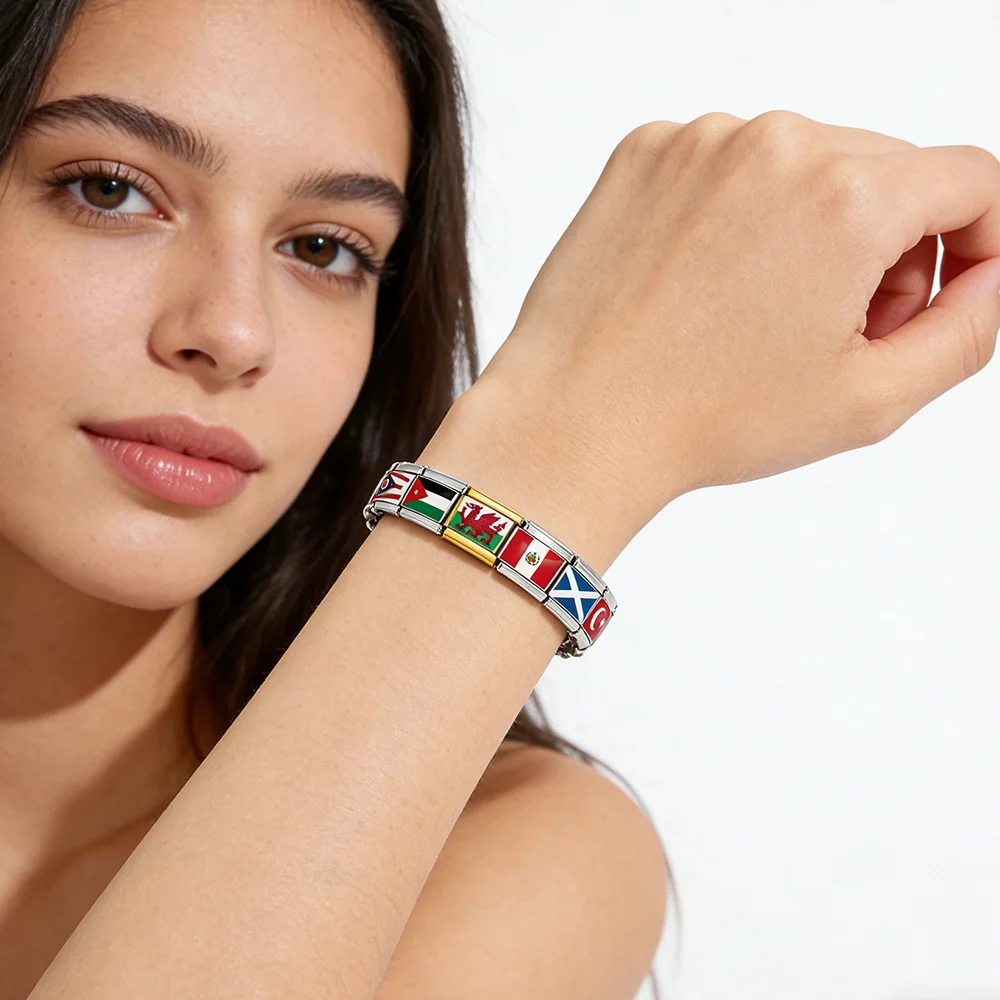 URING Bunte italienische Glieder passen für 9mm Edelstahl-Schmuckzubehör DIY Trendige Stern-Mond-Muster Charms Armband 2026 – Detail 4