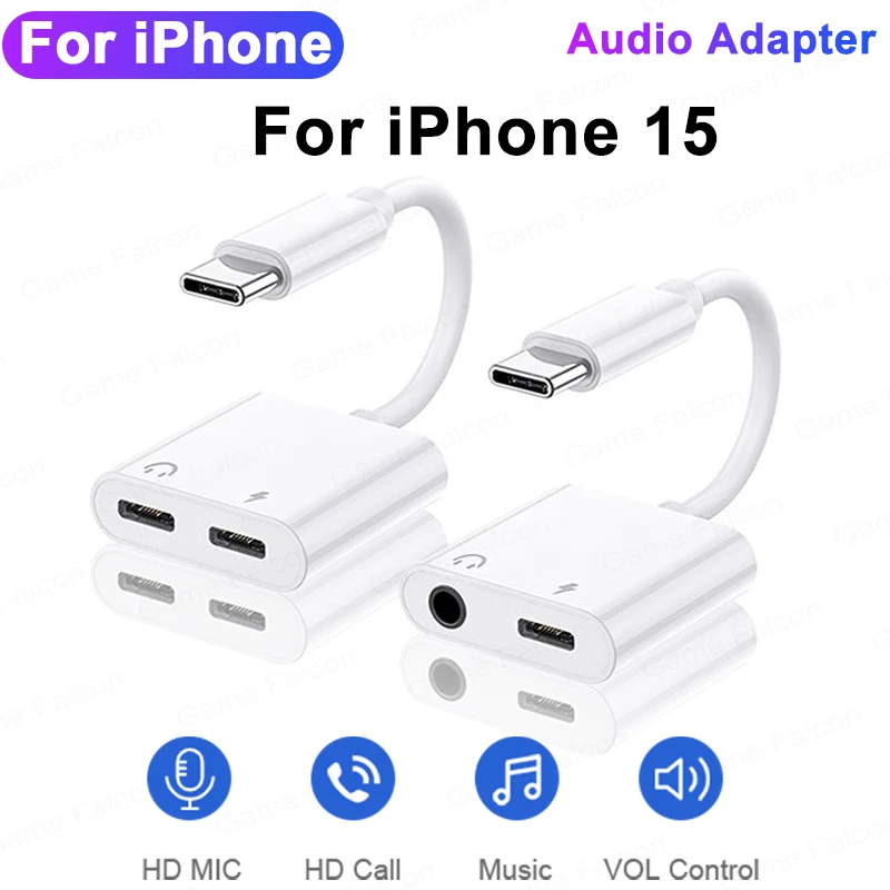 

USB-C Headphones Adaptador For iPhone 15 Pro Max Xiaomi Samsung Aux Audio Splitter Type C To 3.5mm Adapter Earphones Jack Cable