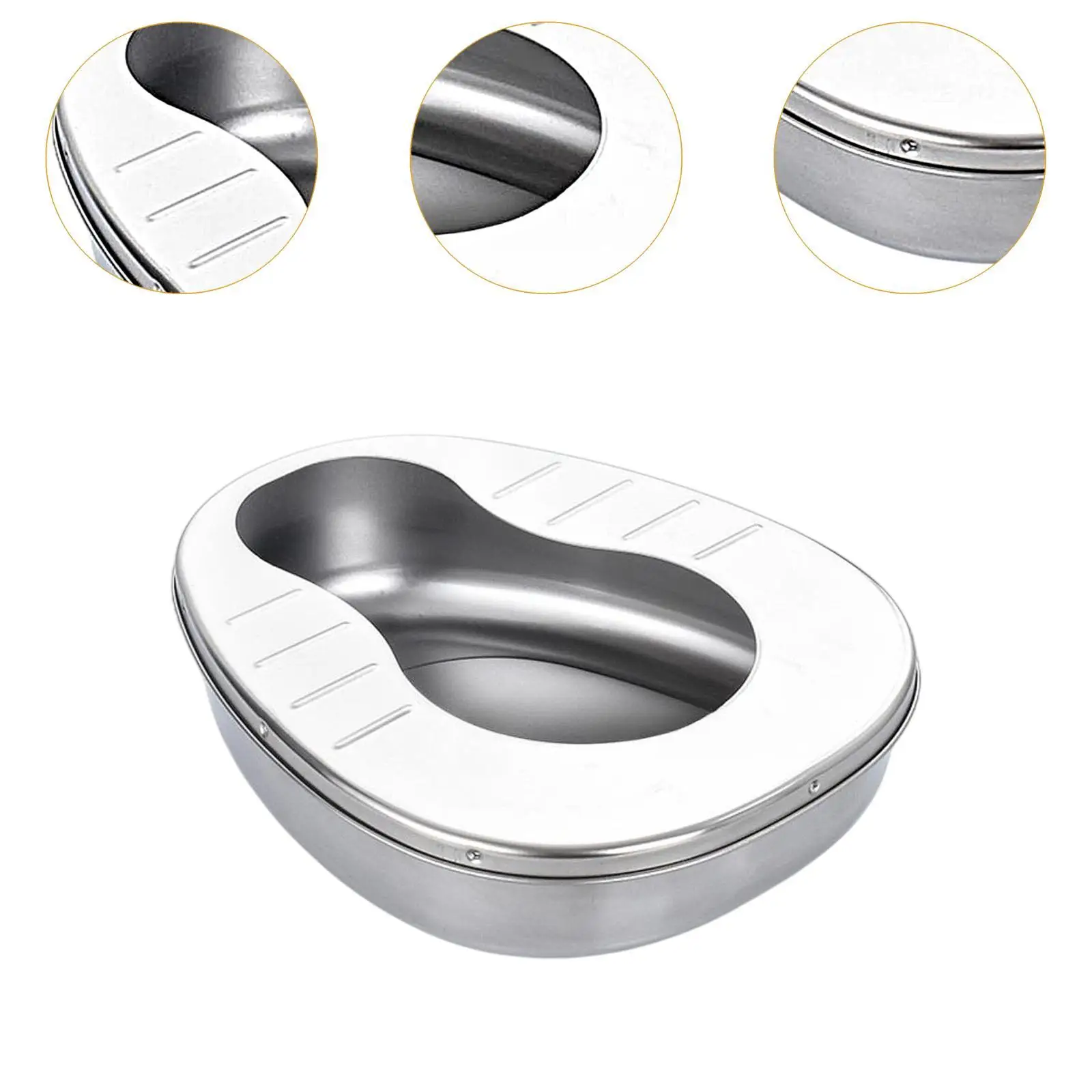 Stainless Steel Thickened Bedpan Firm Stable with Handle Potable Chamber Pot Sturdy Toilet Bowl for Bed Bound Elderly Home Use 6