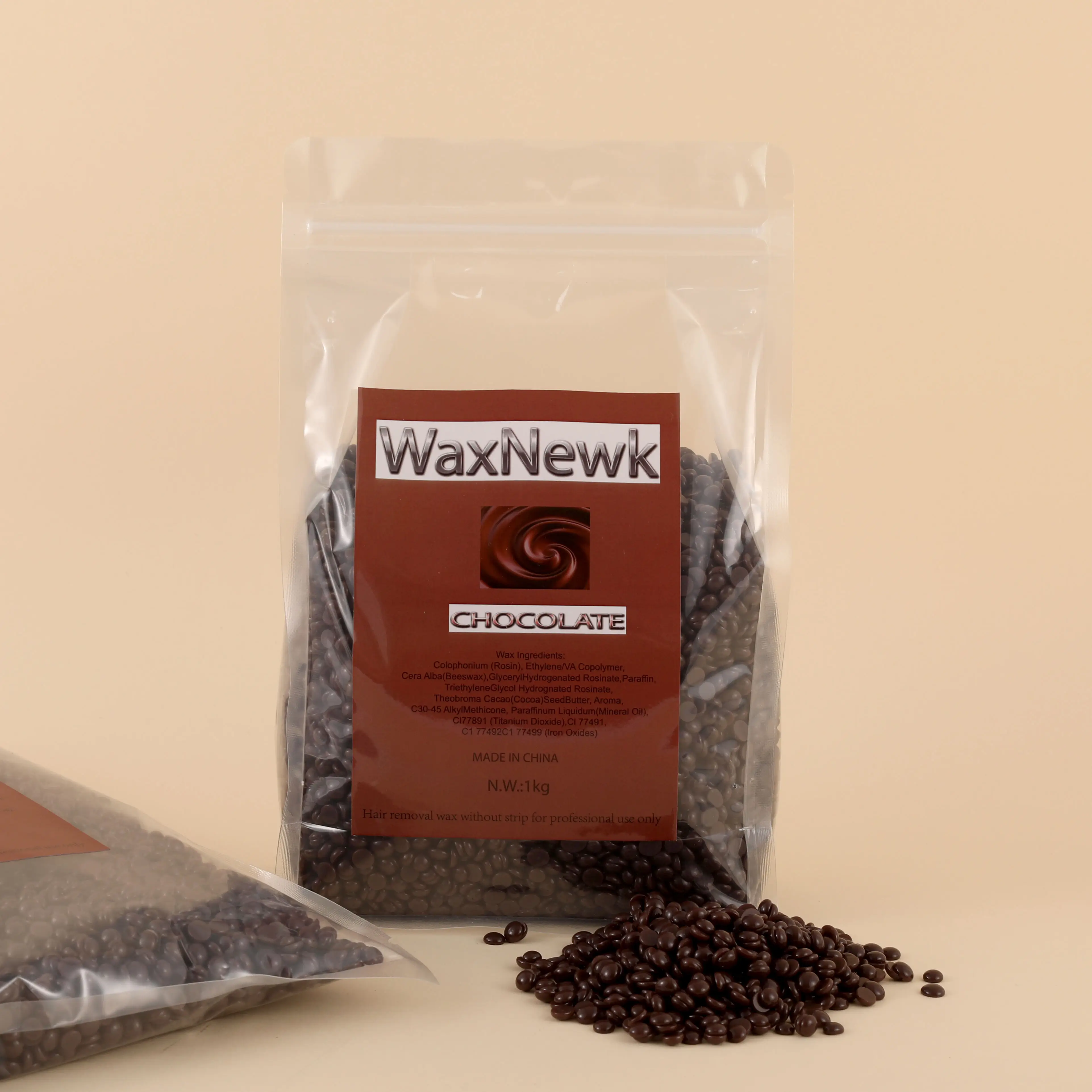 WaxNewK chocolate 1KG 2.2LB Elastic depilatory dry fast hard Wax beans Body Hair Removal hot wax beans body wax