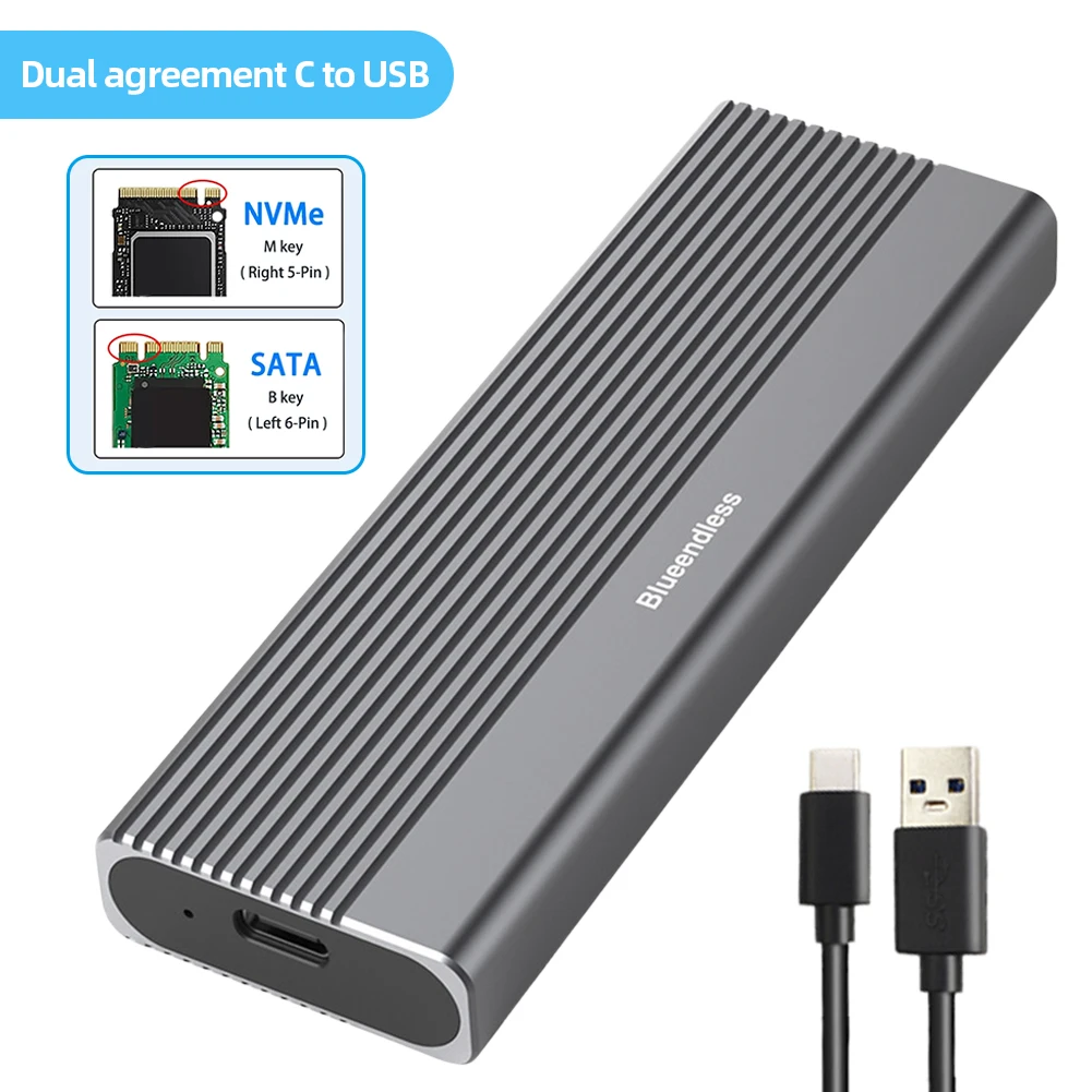 M.2 NVMe NGFF SSD Ŭ Gen2  ϵ ̺ ڽ, CŸ-CŸ-USB A ޴ ϵ ũ ̽, 10Gbps