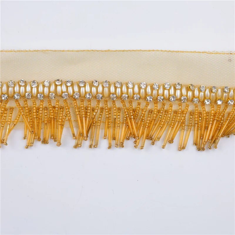 NationaldiyHandmade Beaded Tassel Curtain lace accessories Skirt Dance Fringe Clothes Decoration Tassel
