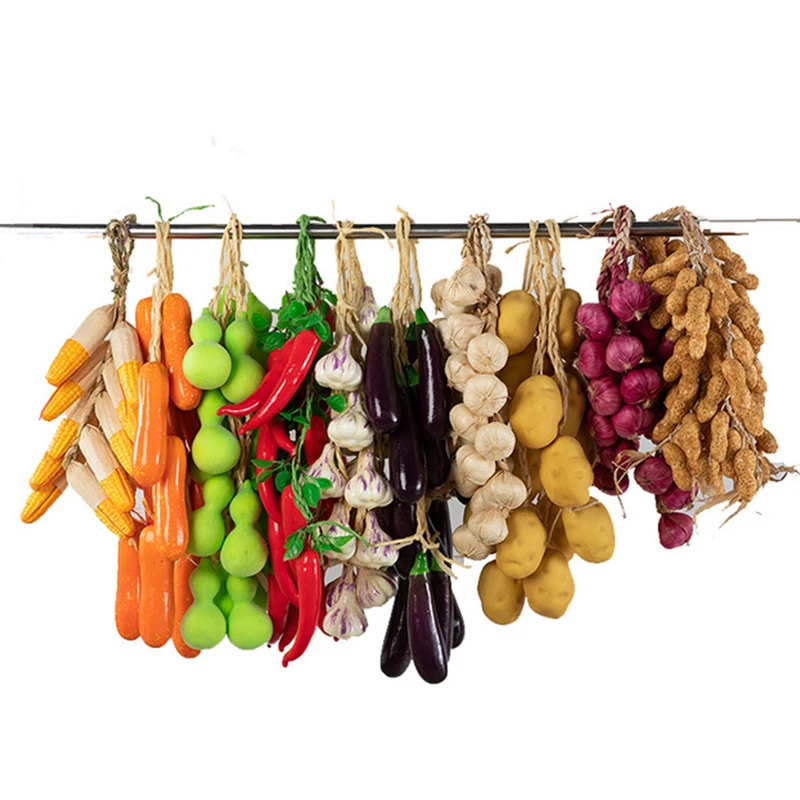Vegetable Ornaments Artificial Vegetables Fake Chili Garlic Corn Eggplant Photography Farmhouse Restaurant Wall Hangings Decor Photography Props