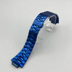 Elegant Stainless Steel Watch Strap Bracelet with Folding Clasp - 25x13mm (Blue)