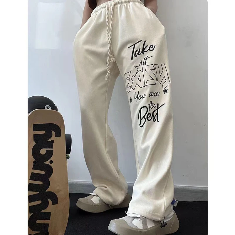 

Vintage Gothic Graphic Drawstring Sweatpants Women Loose Casual Streetwear Wide Leg Pants Korean Harajuku Loose Casual Joggers