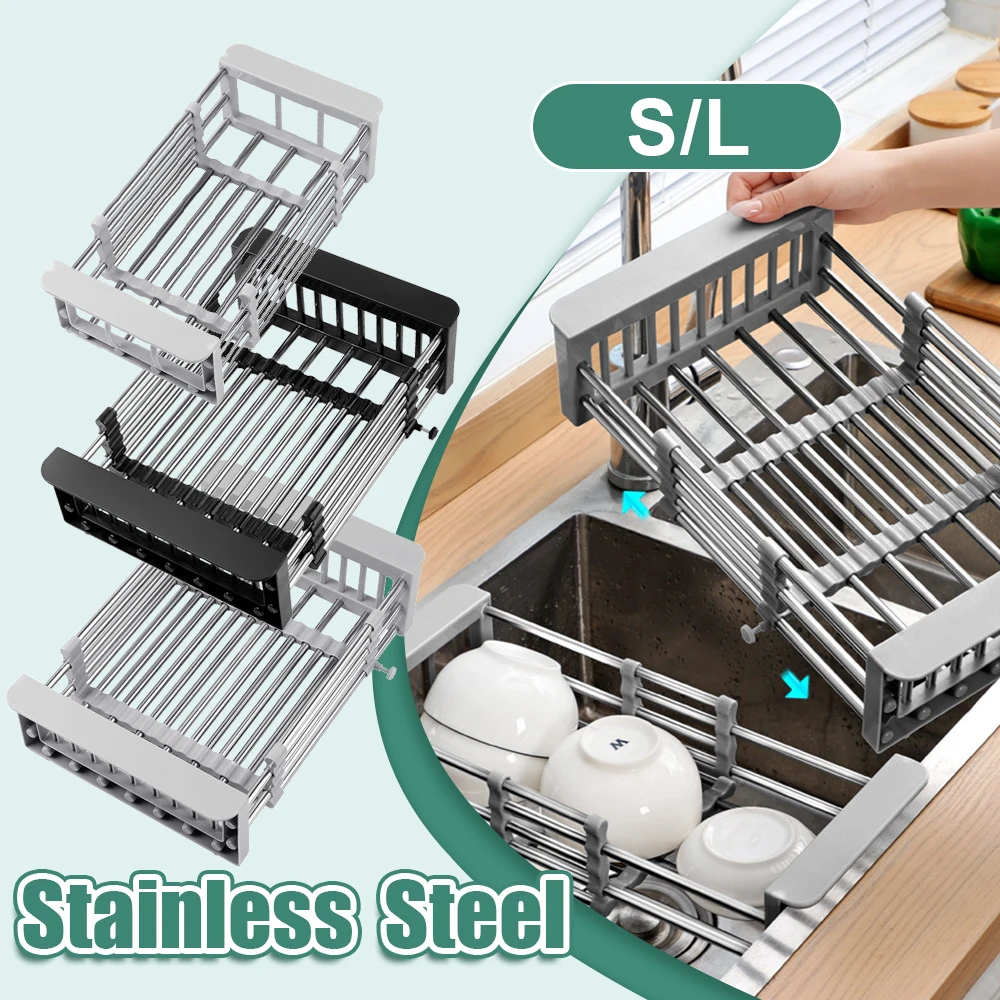 Adjustable Dish Drying Rack Stainless Steel Dish Drainer Fruit Vegetable Drainer  Kitchen Sink Drain Holder Storage Rack - AliExpress