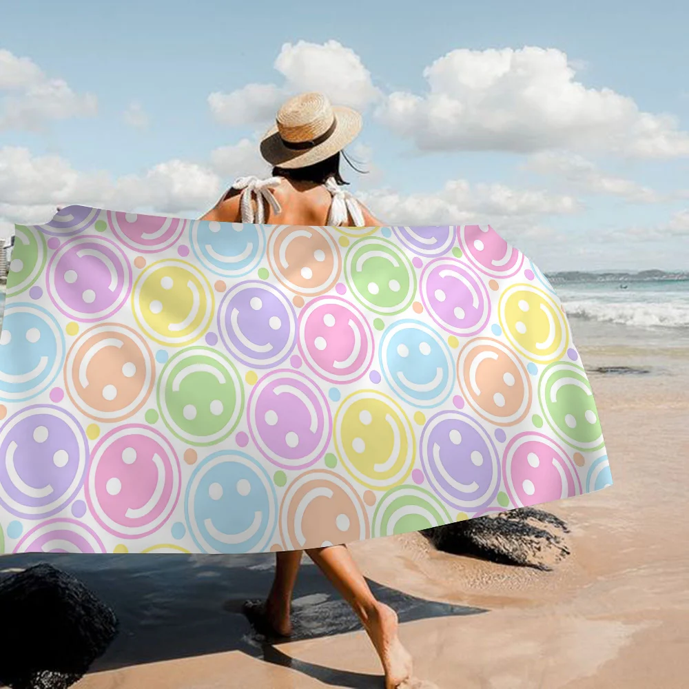 Smiley Faces Towel Microfiber Beach Towel Absorbent Quick dry Soft Yoga Swimming Resort Mountain Climbing Towel 5