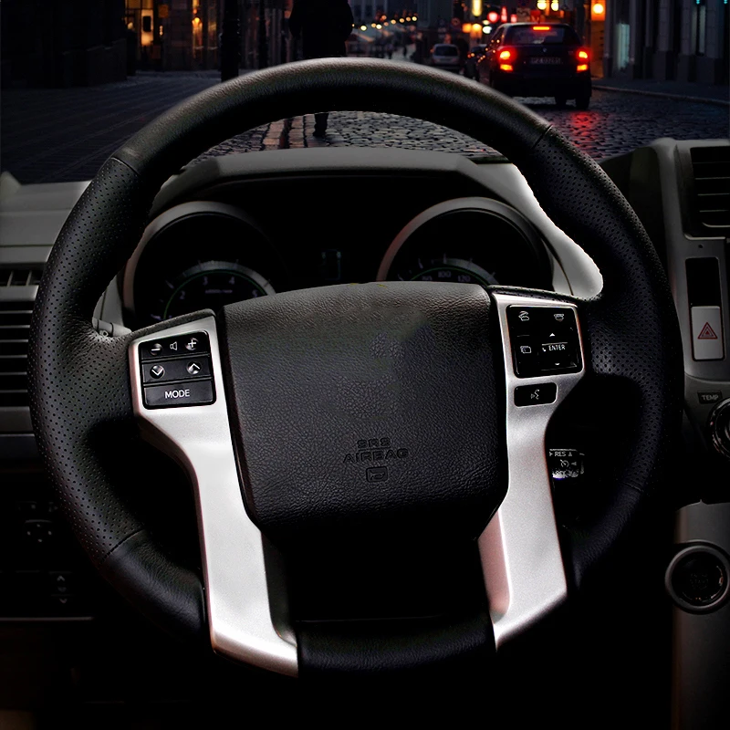 

Auto Braid On The Steering Wheel Cover for Toyota Land Cruiser Prado Tacoma Tundra Sequoia 2009 2010-2020 Wheel Steering Cover