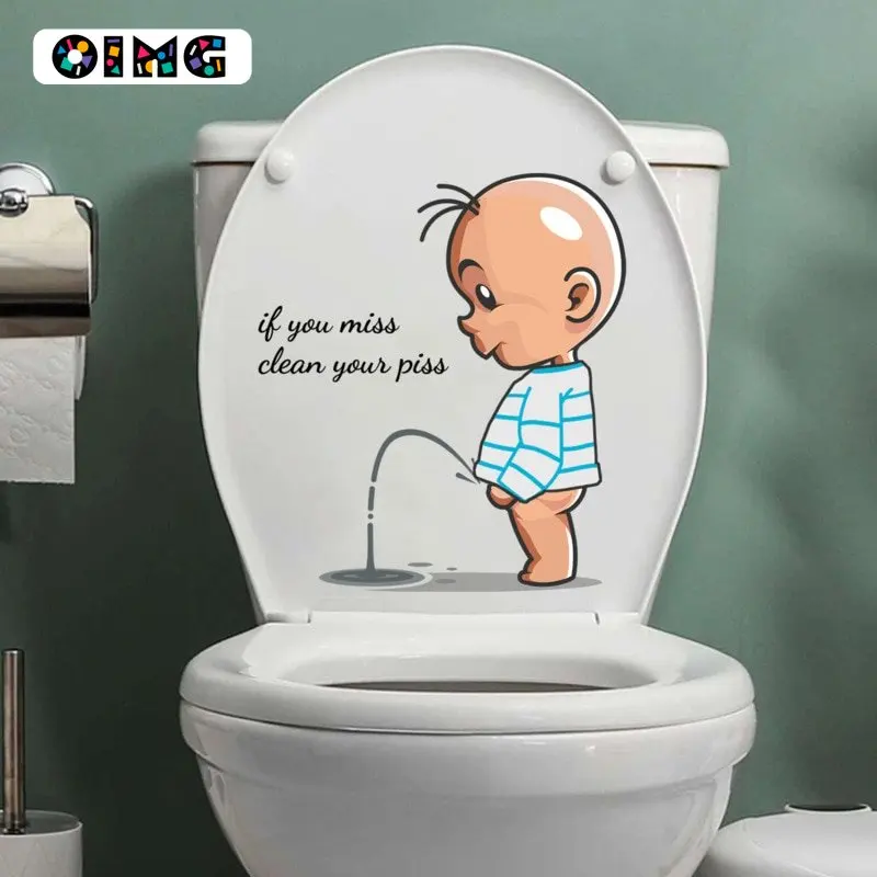 

Забавные наклейки OIMG для туалета, детское украшение для крышки, Необычные самоклеящиеся съемные настенные наклейки для туалета
