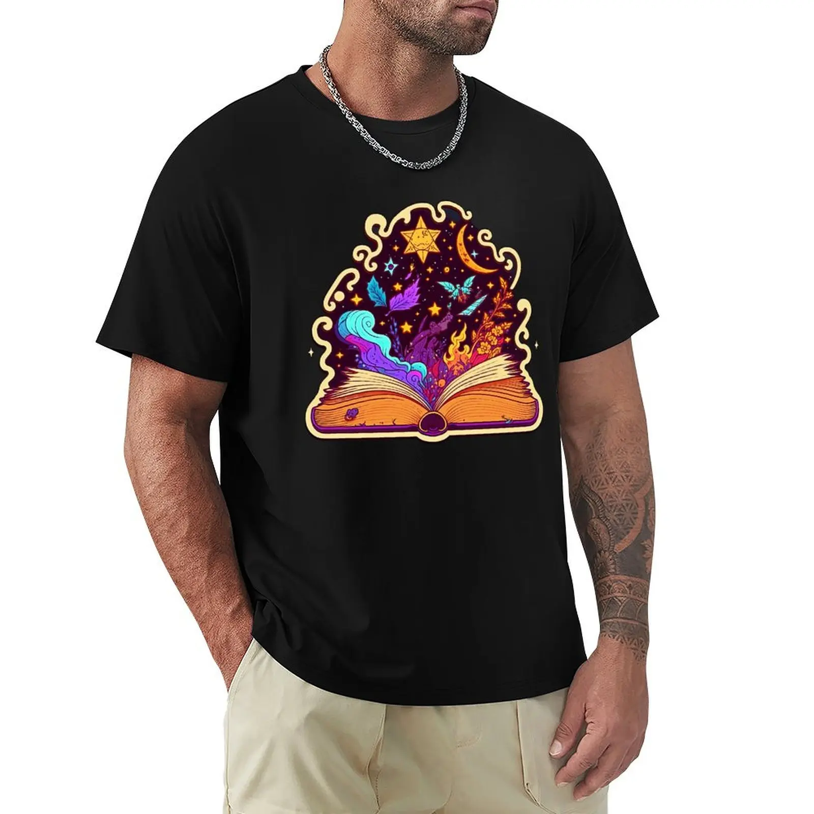 

fantasy books magic T-Shirt customs design your own aesthetic clothes cute clothes Men's cotton t-shirt