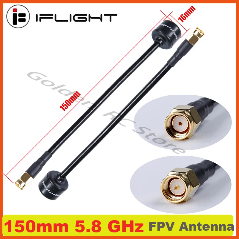 

iFlight 150mm 5.8 GHz 2.0 Dbi SMA RP-SMA RHCP black FPV Antenna for FPV Racing Drone part