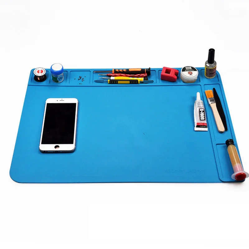 Blue 480X340mm Big Heat Insulation Repair Pad Soldering Work Station Mat Silicon Welding Soldering Maintenance Platform