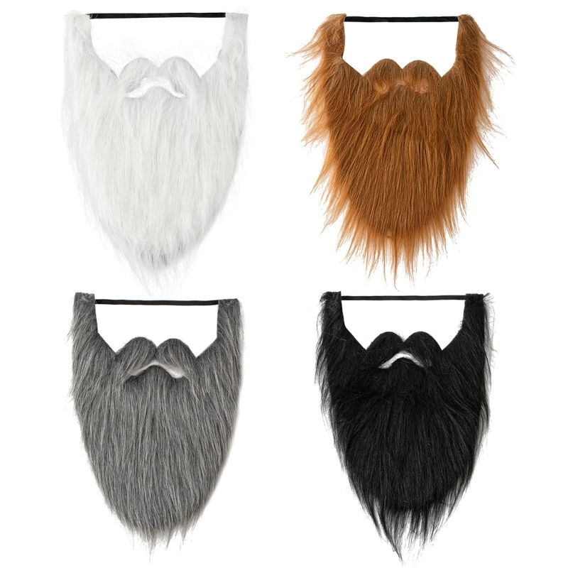 SSKHE Barba Falsa Realista Para Disfraces – Elástica Y Cómoda – Ideal Para Halloween, Navidad Y Carnaval – Colores Negro, Blanco, Gris Y Marrón – Regalo Divertido