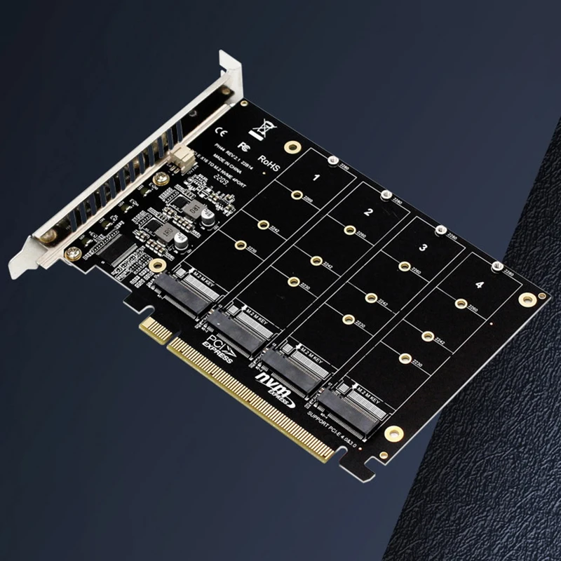 

4x32 Гбит/с скорость передачи PH44 4 порта M.2 NVME SSD к PCIE X16M Key жесткий диск конвертер ридер Расширительная карта