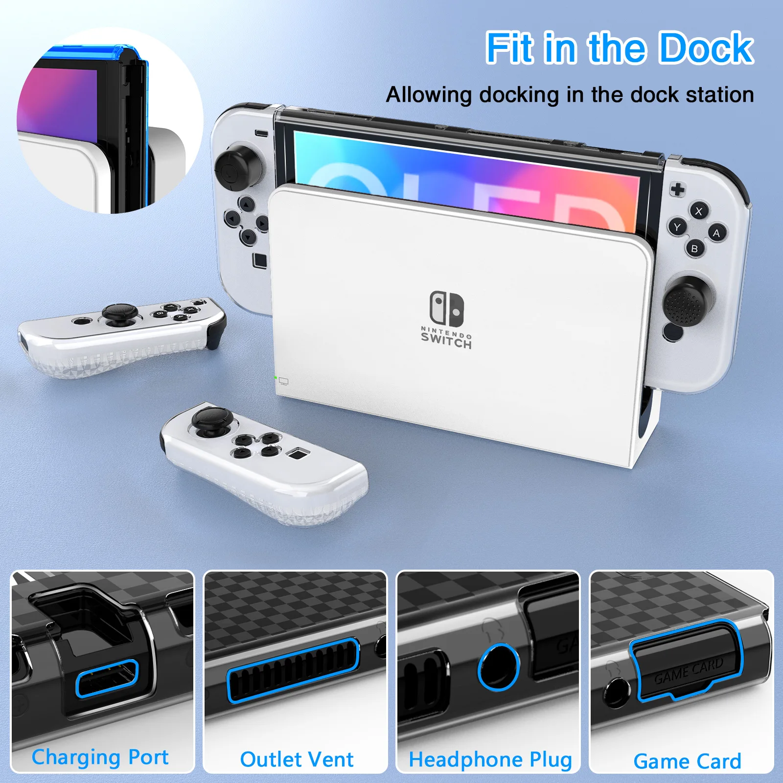  HEYSTOP Switch OLED Case Dockable Compatible with Nintendo  Switch OLED Model 2021 : Everything Else