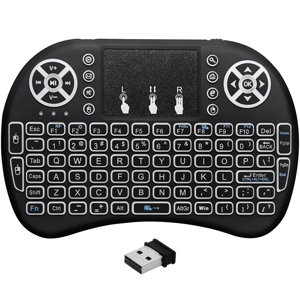 Wireless 7-Color Backlit Mini Keyboard with Air Mouse Remote Control