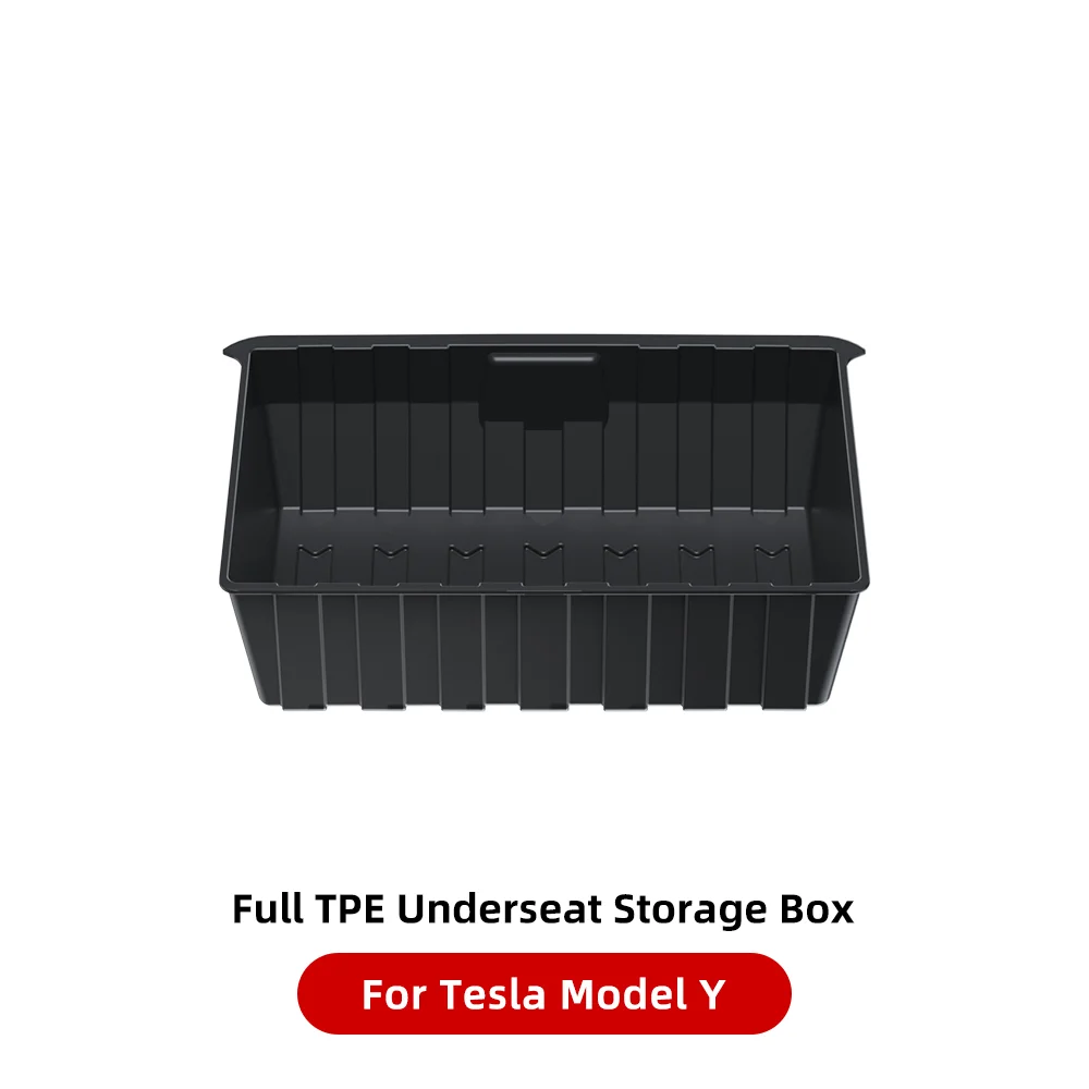 Jawjut Front Under Seat Storage Organizer Compatible with Tesla Model  Y,TPE+ABS Double-Layer Hidden Storage Box，Tesla Model Y Accessories